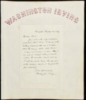 Autograph Letter Signed by Washington Irving, plus a signature on a separate sheet