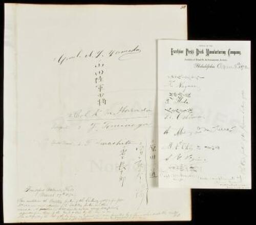 Two sheets with signatures of members of the Japanese Military and Civil Delegations to the United States in 1872