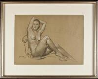 Seated Nude - Original charcoal and pastel on paper