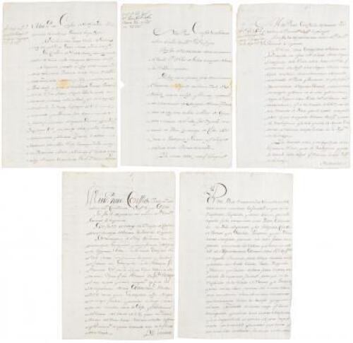 Four manuscript letters from Juan Gutierrez de la Cueva, a Spanish officer active in the frontier regions of Arizona, California and Texas, to Joaqu&iacute;n de Amezqueta, Commander of the Presidio de San Carlos, Sonora
