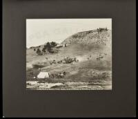 #176 The Round-up Breaking Camp. Negative, Print and Copyright by L.A. Huffman, Miles C Mont. 04.