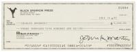 Check from Black Sparrow Press to Charles Bukowski, signed by Bukowski and John Martin