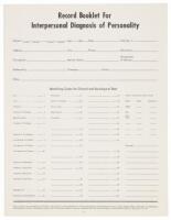 Record Booklet for Interpersonal Diagnosis of Personality