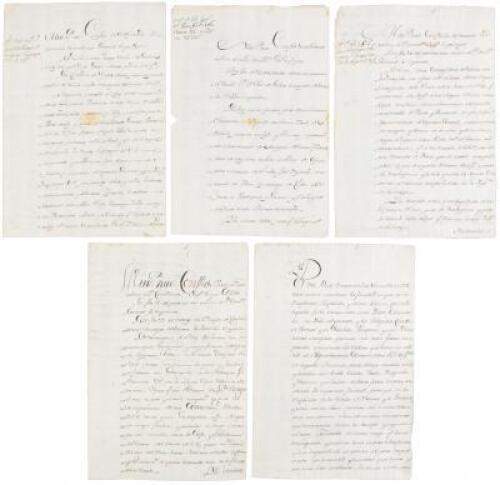 Four manuscript letters from Juan Gutierrez de la Cueva, a Spanish officer active in the frontier regions of Arizona, California and Texas, to Joaquín de Amezqueta, Commander of the Presidio de San Carlos, Sonora