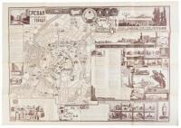 Pictorial map of Yeveran, Armenia, on large sheet with numerous illustrations of buildings, historical edifices, statues, etc.