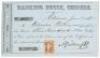 Banking House certificate to Charles Porter for $500 deposit in the Gold Rush boom town bank of Chinese, California
