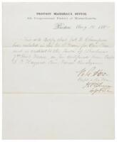 Official letter certifying the enlistment of Joseph D. Champion for one year’s service in the US Navy