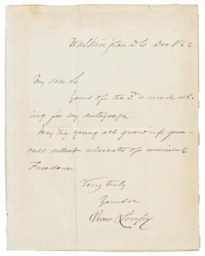 Letter from Abolitionist Congressman hailing Universal Freedom