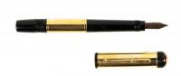 No. 2 Black Hard Rubber Safety Rouge et Noir Fountain Pen, 18K Rolled Gold Overlay, Smooth Pattern
