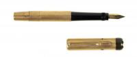 No. 1 Black Hard Rubber Safety Fountain Pen, 18K Rolled Gold Guilloche Overlay