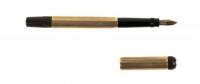No. 0 "Baby" Black Hard Rubber Safety Fountain Pen, 14K Gold Overlay, Guilloche and Line Pattern