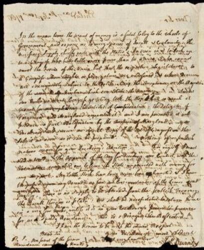 Autograph Letter Signed from James Duane, delegate to the Continental Congress, to George Clinton, Governor of New York