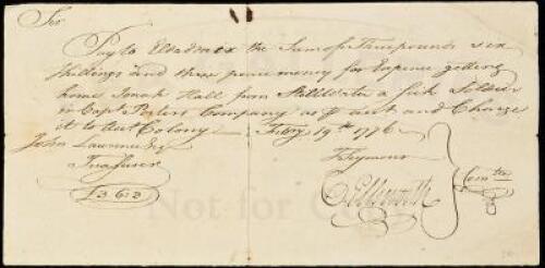 Autograph pay order signed by Thomas Seymour and Oliver Ellsworth as members of the Pay Table Committee