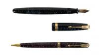 Vacumatic Fountain Pen with Matching Propelling Pencil, Blue and Black Celluloid