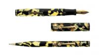 Gold Seal Black and Cream Celluloid Fountain Pen and Propelling Pencil, Large