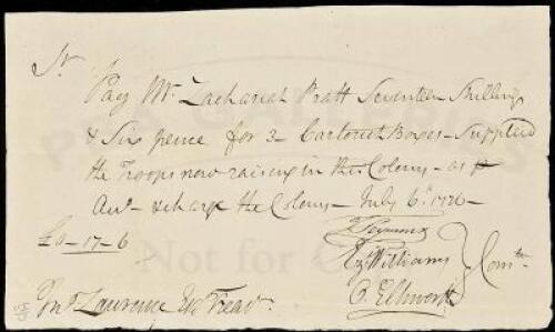 Autograph Document Signed by Oliver Ellsworth & others, being a payment order to the Connecticut Treasury for military supplies