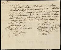 Autograph Document Signed by Oliver Ellsworth, William Pitkin and Thomas Lawrence, being a payment order to Col. Joshua Porter for service at Fort Ticonderoga