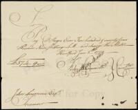 Manuscript payment voucher instructing Connecticut Treasurer John Lawrence to make payment to Col. Roger Enos, signed by Enos, Finn Wadsworth, and Samuel Wylly
