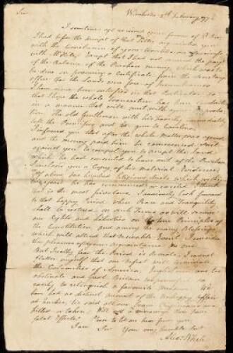 Autograph Letter Signed by Alexander White of Virginia, to an unnamed participant, prophesying a long war with Britain