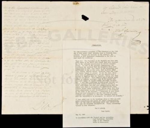 Manuscript document signed, regarding the illegal immigration of whites to Alta California