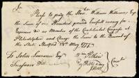 Manuscript Document, Signed. Pay order for expenses for attending Continental Congress