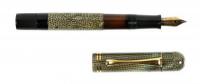 No. 100N Fountain Pen, Green Lizard Pattern * Perfect Condition