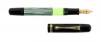 No. 100N Fountain Pen, Black Hard Rubber and Grey-Green Striated Celluloid