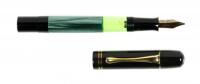 No. 100 Fountain Pen, Striated Green Barrel, Palladium Nib