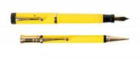 Duofold Junior Mandarin Yellow Fountain Pen and Propelling Pencil * Lot of Two Instruments