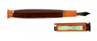 Zitan Precious Wood and Coral Red Ebonite Limited Edition Fountain Pen, Green Jade Clip