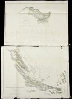 Two maps of Pacific Railroad Survey routes in California