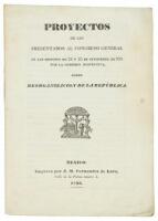 Proyectos de ley presentados al Congreso general en las sesiones de 24 y 25 de setiembre de 835 por la comision respectiva, sobre reorganizacion de la república