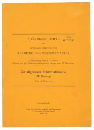 Zur allgemeinen Relativitätstheorie. (Mit Nachtrag.)