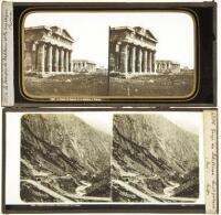 Twenty-one stereoscopic glass slides of European views