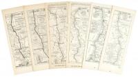 Three sets of strip-style road maps for routes in California and the western U.S.