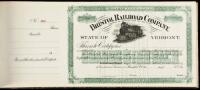 Bound volume of 250 unissued stock certificates for shares in the Bristol Railroad Company