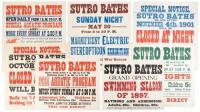 Seven lithographed posters for swimming at Sutro Baths in San Francisco