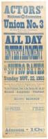 Tall printed poster for an "All Day Entertainment at Sutro Baths..."
