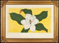 Magnolia Mississippi State Flower - signed color linoleum-block print