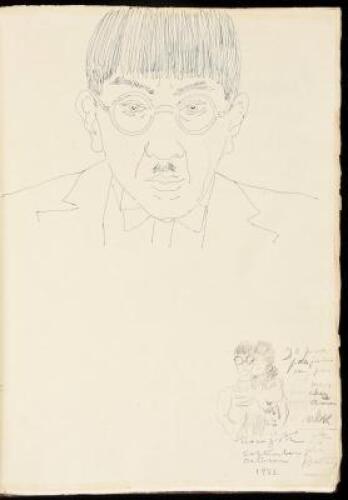 San Francisco autograph album, containing an original self-portrait by Tsugouharu Foujita