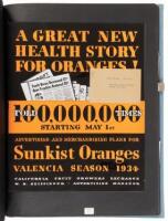 Advertising archive in 80 volumes from Sunkist Growers, Inc. with clippings of published advertisements, posters and labels dating from 1917-1996