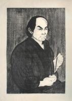 Original woodblock print self-portrait