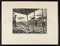 Ghost Town - Bodie - original linocut