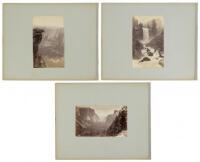 Six George Fiske photographs of Yosemite on three mounting boards