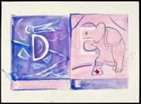 Add-A-Line Alphabet - watercolor study for D and E