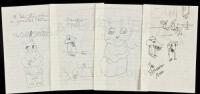 Norman the Doorman - very early ink sketches on sheets of notepaper