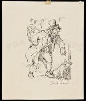 Oliver Twist - original drawing of Bill Sikes and his dog