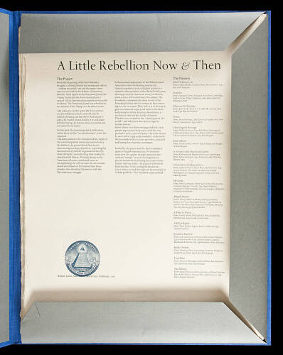 A Little Rebellion Now & Then: Sixteen of America's Finest Typographer-Printers and An Englishman, Prints on the American Revolution - Proof sheets and extras from the publisher's reserve