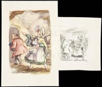 Oliver Twist - original watercolor and an original ink drawing of Mr. & Mrs. Bumble