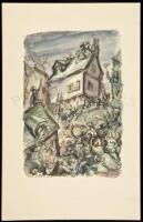 Oliver Twist - original watercolor of Bill Sikes on the rooftop